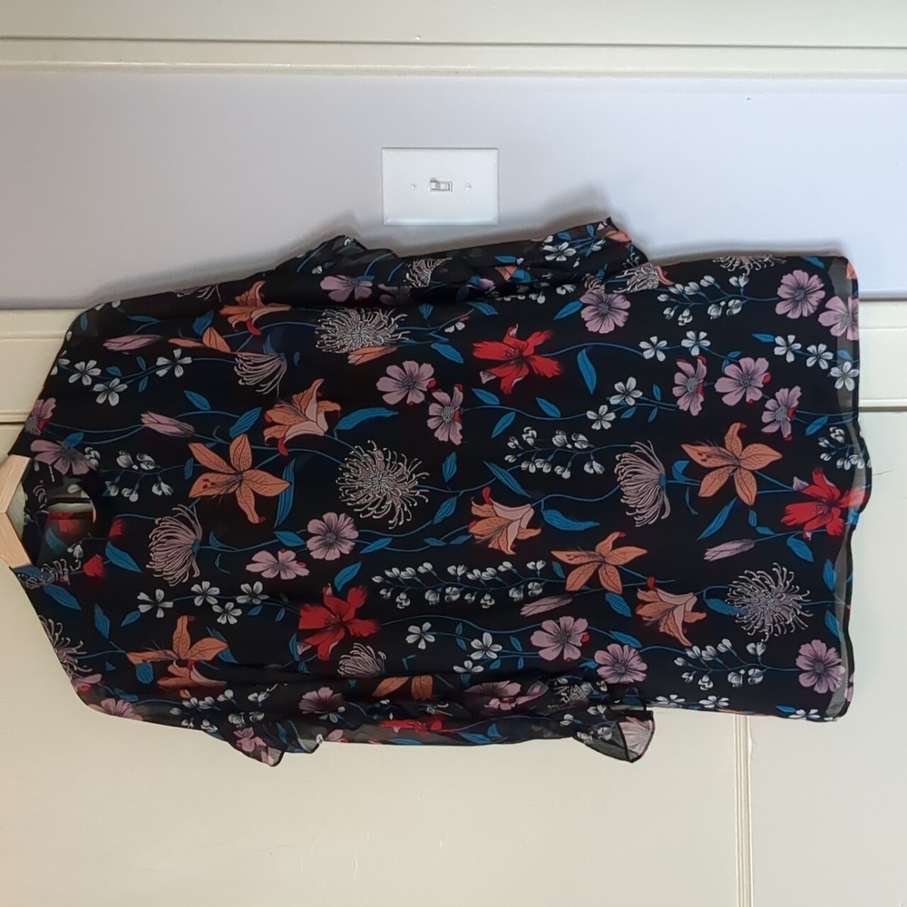 Black floral ruffle dress, Who What Wear, M